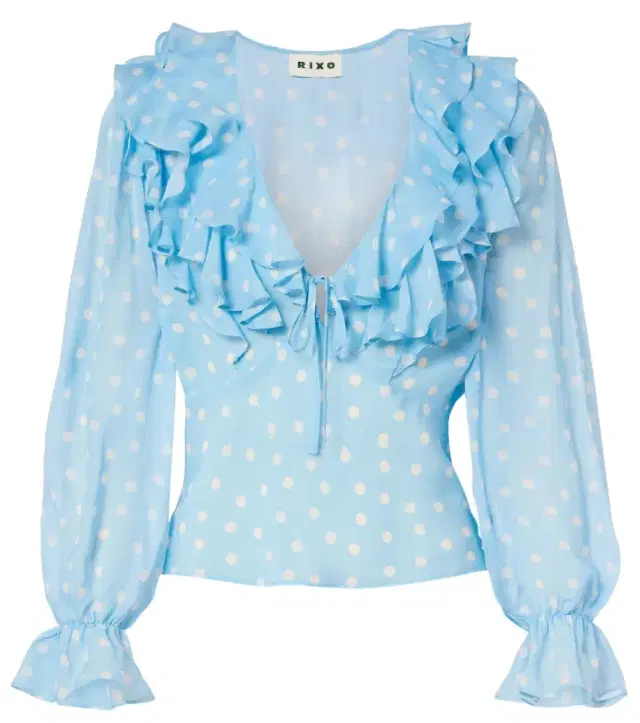 Rixo Lasca polka-dot silk top