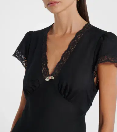 Rixo Clarice lace-trimmed midi dress | Thumbnail 2 Rixo Clarice lace-trimmed midi dress | Thumbnail 2