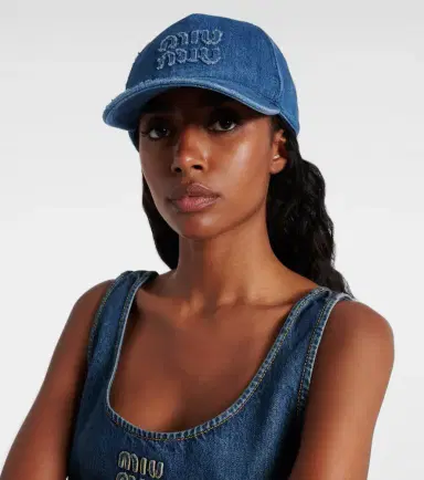 Miu Miu Logo denim baseball cap | Thumbnail 4 Miu Miu Logo denim baseball cap | Thumbnail 4