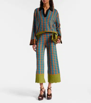 La DoubleJ Intarsia knitted straight wool pants | Thumbnail 3