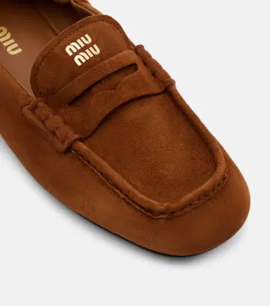 Miu Miu Ruches logo suede loafers | Thumbnail 4