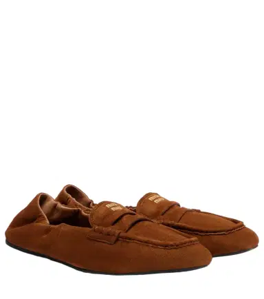 Miu Miu Ruches logo suede loafers | Thumbnail 1