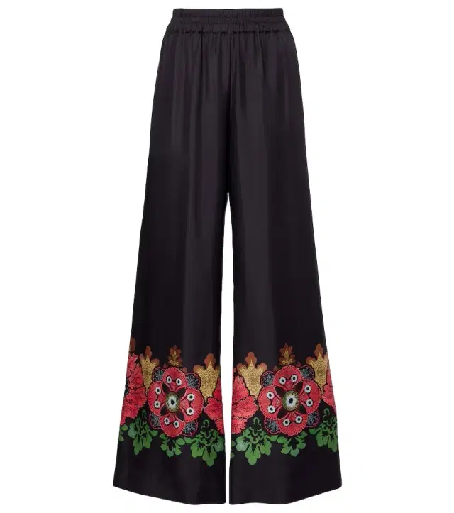 La DoubleJ Printed silk twill palazzo pants