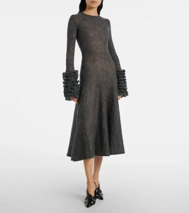 Alaïa Alaïa Ruffled mohair and wool-blend midi dress | Thumbnail 3 Alaïa Alaïa Ruffled mohair and wool-blend midi dress | Thumbnail 3