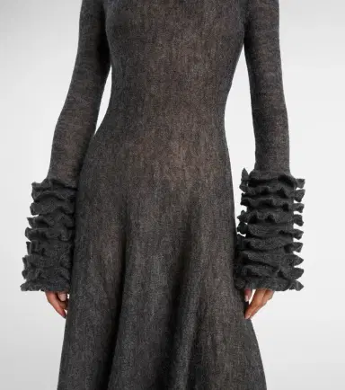 Alaïa Alaïa Ruffled mohair and wool-blend midi dress | Thumbnail 5 Alaïa Alaïa Ruffled mohair and wool-blend midi dress | Thumbnail 5