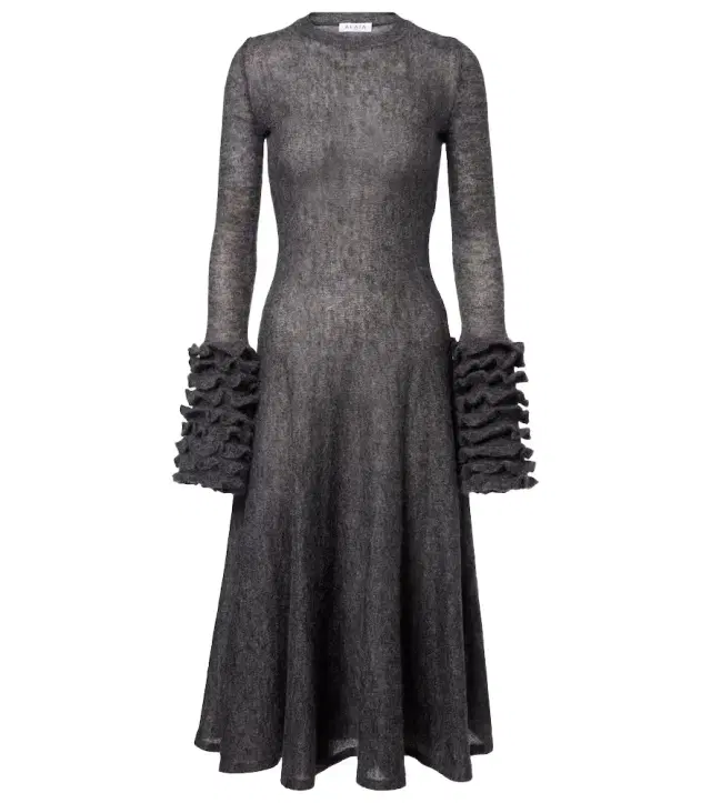 Alaia Alaïa Ruffled mohair and wool-blend midi dress