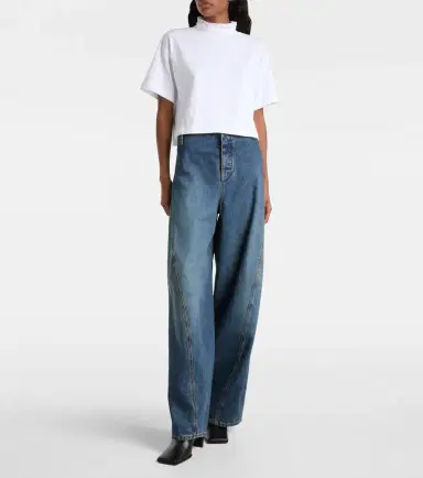 Alaïa Alaïa Cropped cotton jersey turtleneck top | Thumbnail 3 Alaïa Alaïa Cropped cotton jersey turtleneck top | Thumbnail 3