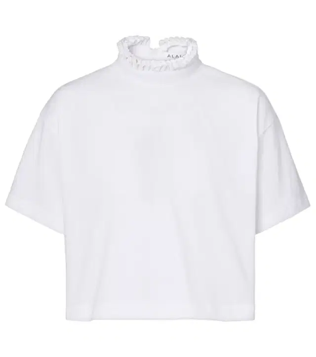 Alaïa Cropped cotton jersey turtleneck top