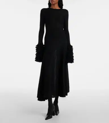 Alaïa Alaïa Ruffled mohair-blend midi dress | Thumbnail 4
