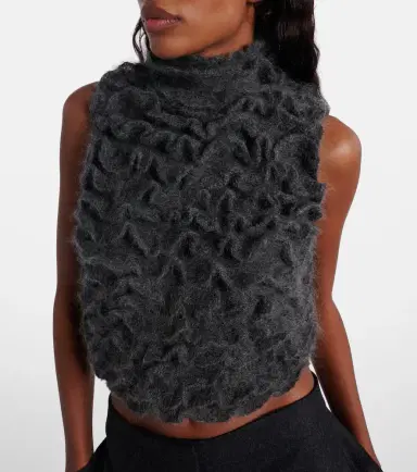 Alaïa Alaïa Ruffled mohair-blend turtleneck top | Thumbnail 2