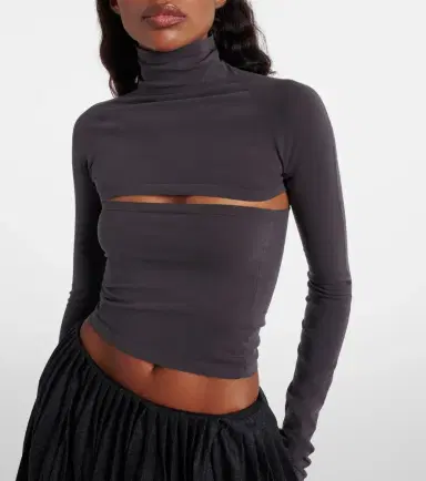 Alaïa Alaïa Second-Skin cropped cutout top | Thumbnail 4