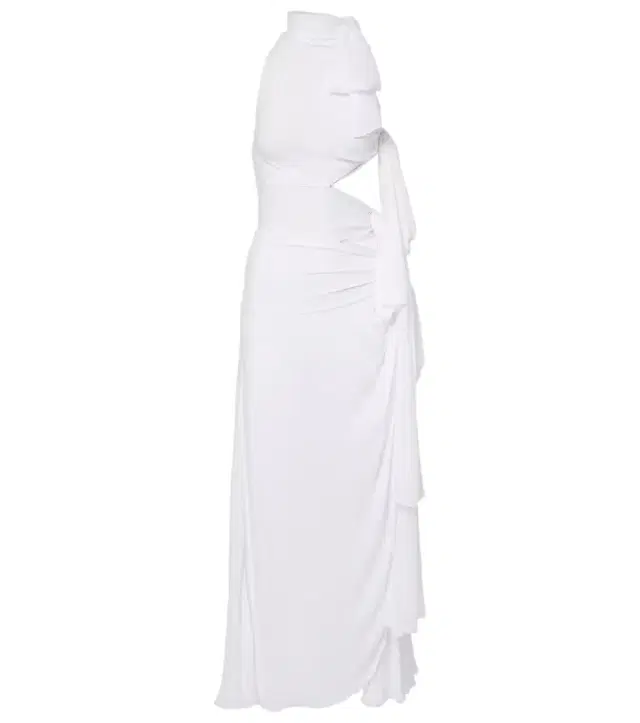 Alaïa Asymmetric bow-detail georgette maxi dress