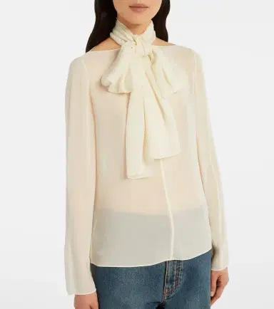 Alaïa Alaïa Sheer tie-neck blouse | Thumbnail 2