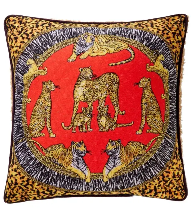 Versace Home Wild Cats wool cushion