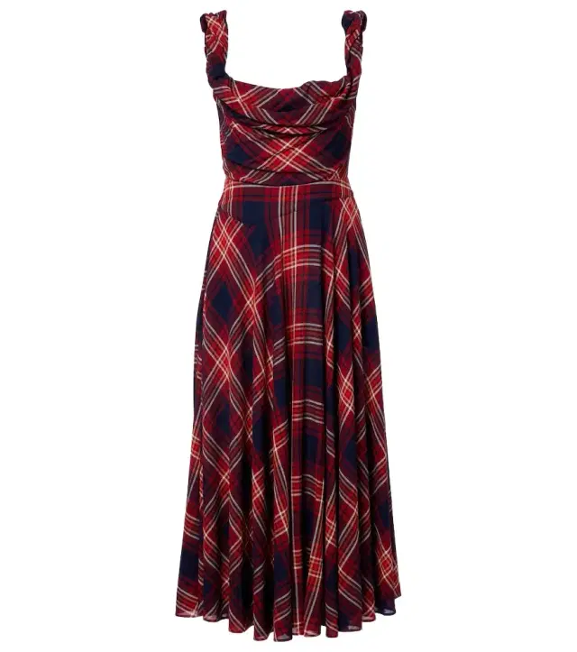 Vivienne Westwood Chichi draped plaid midi dress