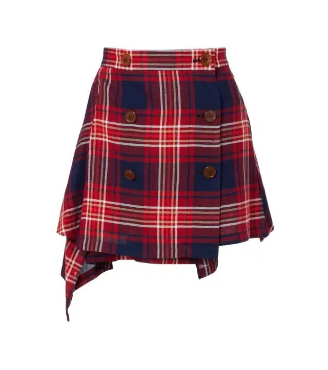 Plaid asymmetric miniskirt
