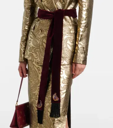 Etro Embellished paisley cotton velvet scarf | Thumbnail 4