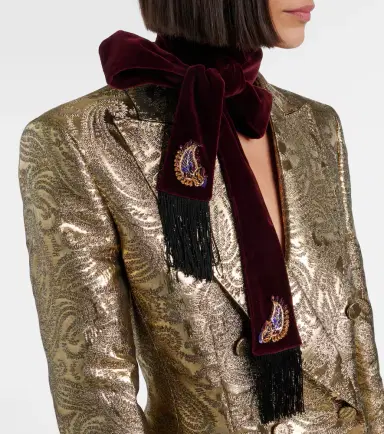 Etro Embellished paisley cotton velvet scarf | Thumbnail 5