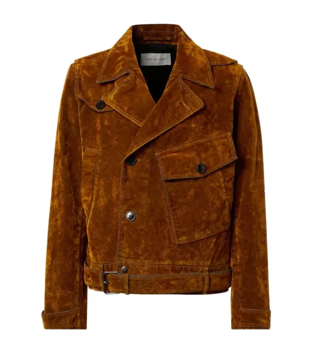 Dries Van Noten Vassel belted cotton biker jacket