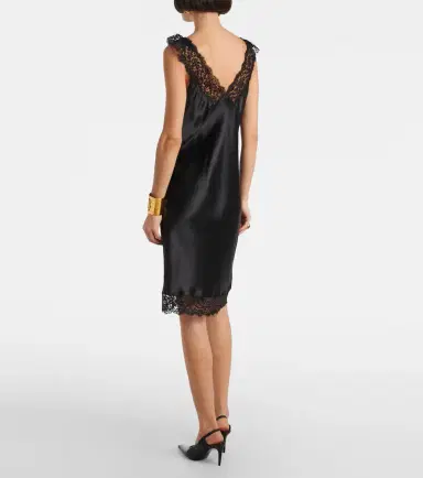 Saint Laurent Lace-trimmed silk satin slip dress | Thumbnail 4