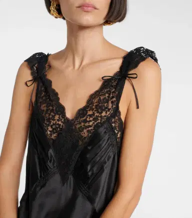 Saint Laurent Lace-trimmed silk satin slip dress | Thumbnail 5