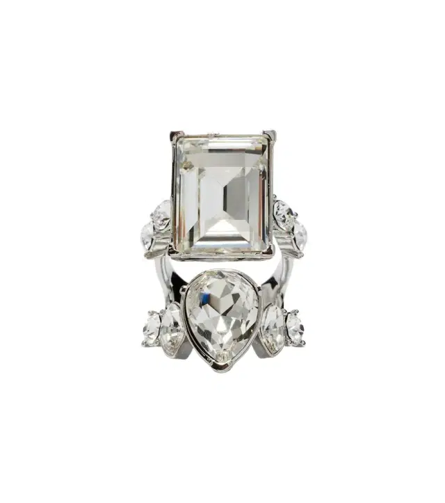 Cocktail crystal-embellished ring
