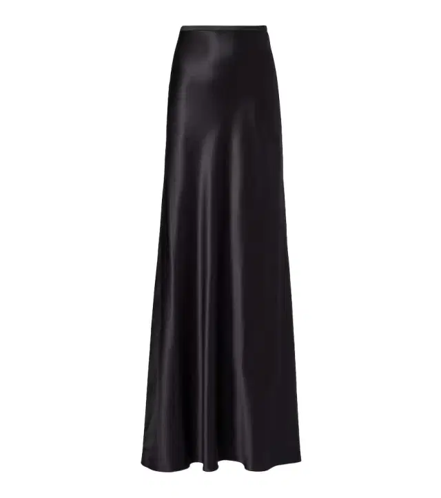 Pleated silk maxi skirt