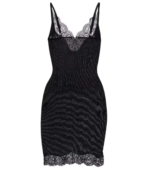 Saint Laurent Lace-trimmed silk jersey slip dress