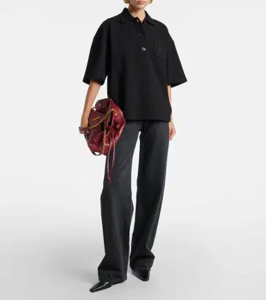 Saint Laurent Embroidered oversized cotton polo shirt | Thumbnail 2