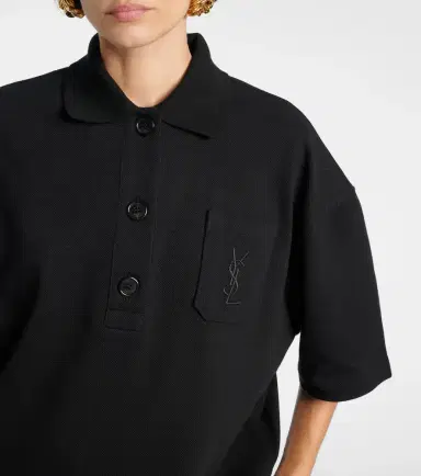 Saint Laurent Embroidered oversized cotton polo shirt | Thumbnail 5