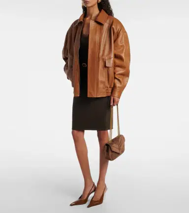 Saint Laurent Oversized leather bomber jacket | Thumbnail 2