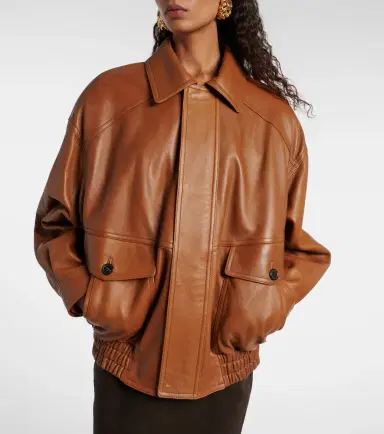 Saint Laurent Oversized leather bomber jacket | Thumbnail 4