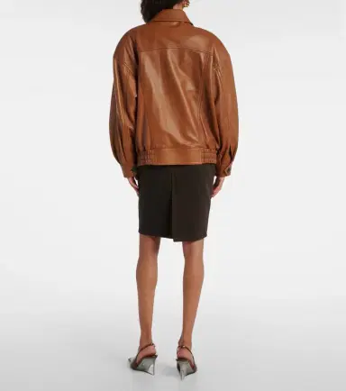 Saint Laurent Oversized leather bomber jacket | Thumbnail 6
