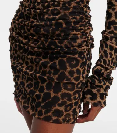 Saint Laurent Leopard-print ruched tulle minidress | Thumbnail 2