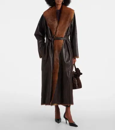 Magda Butrym Shearling-lined leather wrap coat | Thumbnail 2 Magda Butrym Shearling-lined leather wrap coat | Thumbnail 2