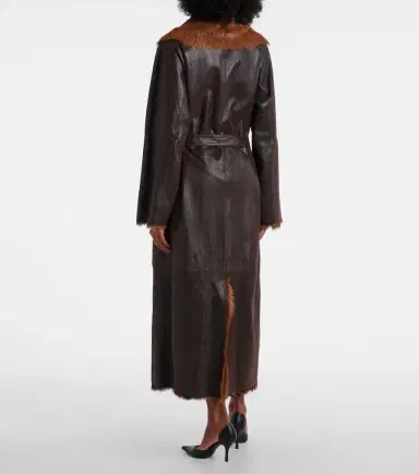 Magda Butrym Shearling-lined leather wrap coat | Thumbnail 4 Magda Butrym Shearling-lined leather wrap coat | Thumbnail 4