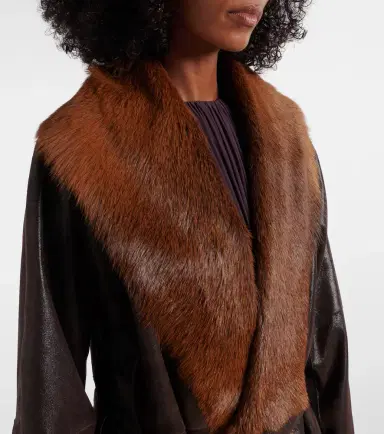 Magda Butrym Shearling-lined leather wrap coat | Thumbnail 6 Magda Butrym Shearling-lined leather wrap coat | Thumbnail 6