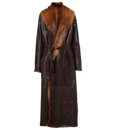 Magda Butrym Shearling-lined leather wrap coat | Thumbnail 1 Magda Butrym Shearling-lined leather wrap coat | Thumbnail 1