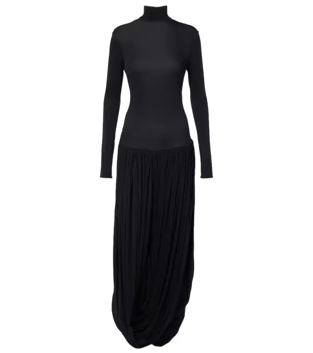 Magda Butrym Asymmetric pleated turtleneck maxi dress