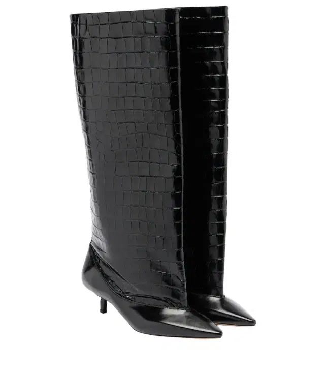 Jacquemus Tourni croc-effect leather knee-high boots