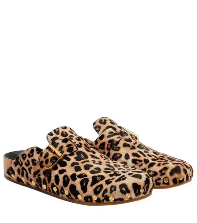 Veronica Beard Fern leopard-print calf hair mules