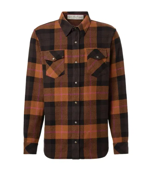 God's True Cashmere Plaid cashmere shirt with sunstone