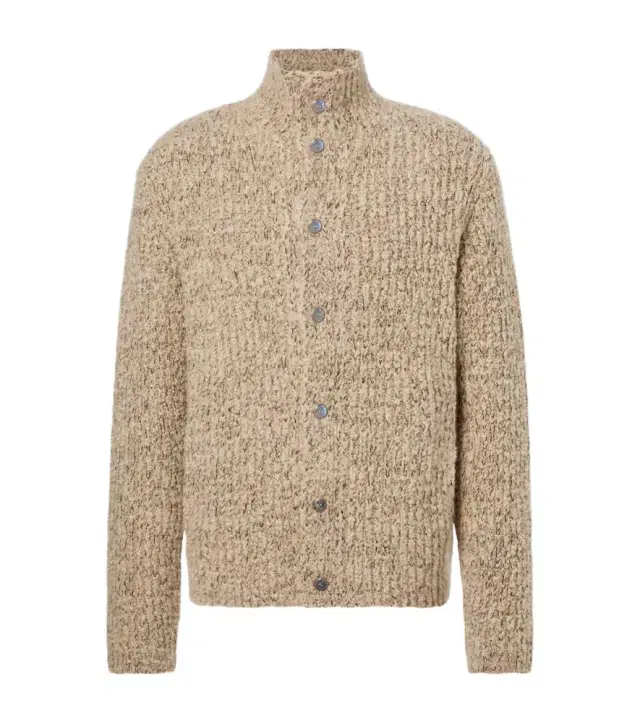 Cashmere bouclé cardigan with labradorite
