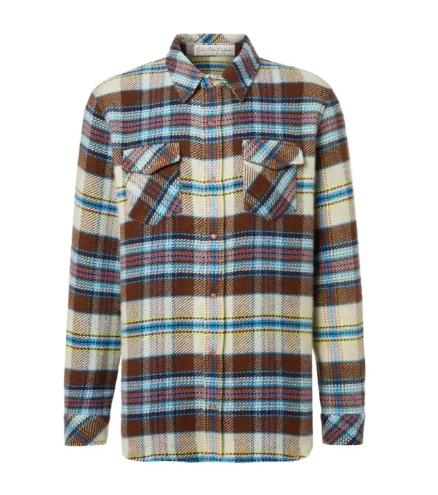 God's True Cashmere Plaid cashmere shirt with sunstone