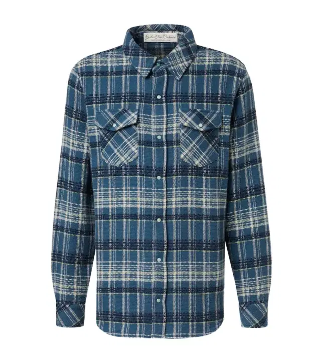 God's True Cashmere Fantasia plaid cashmere shirt with emerald