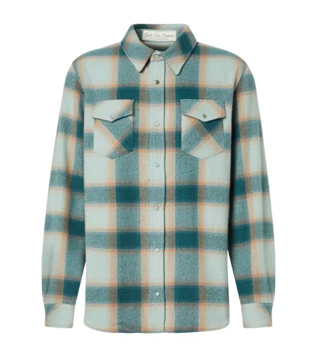 God's True Cashmere Shadow plaid cashmere shirt with emerald