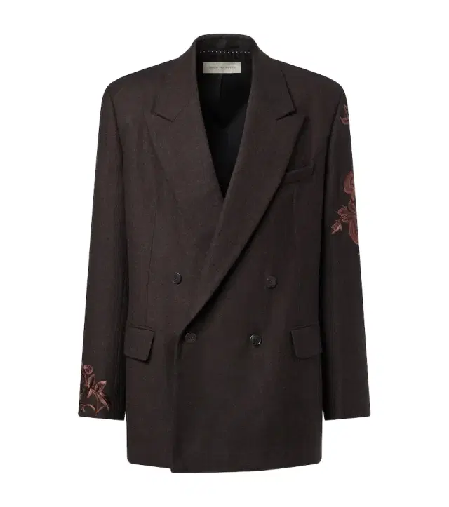 Dries Van Noten Embroidered wool flannel blazer