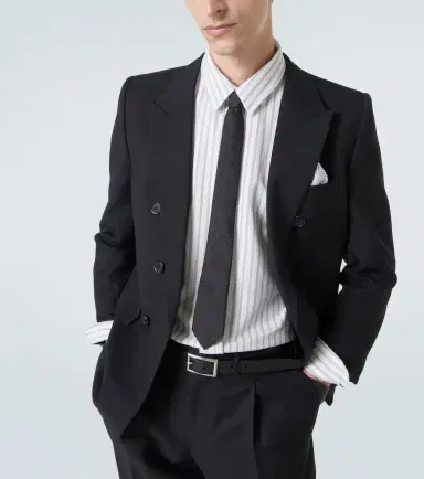 Saint Laurent Cassandre striped cotton poplin shirt | Thumbnail 3