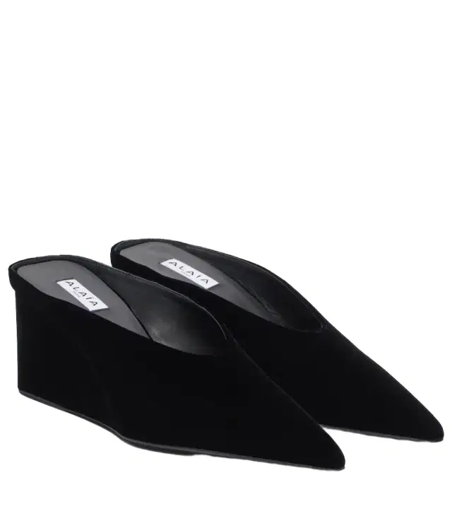 Alaia Alaïa Cube 75 velvet wedge mules