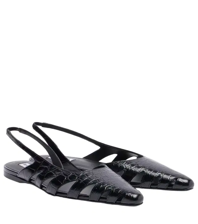 Alaïa Croc-effect leather slingback flats